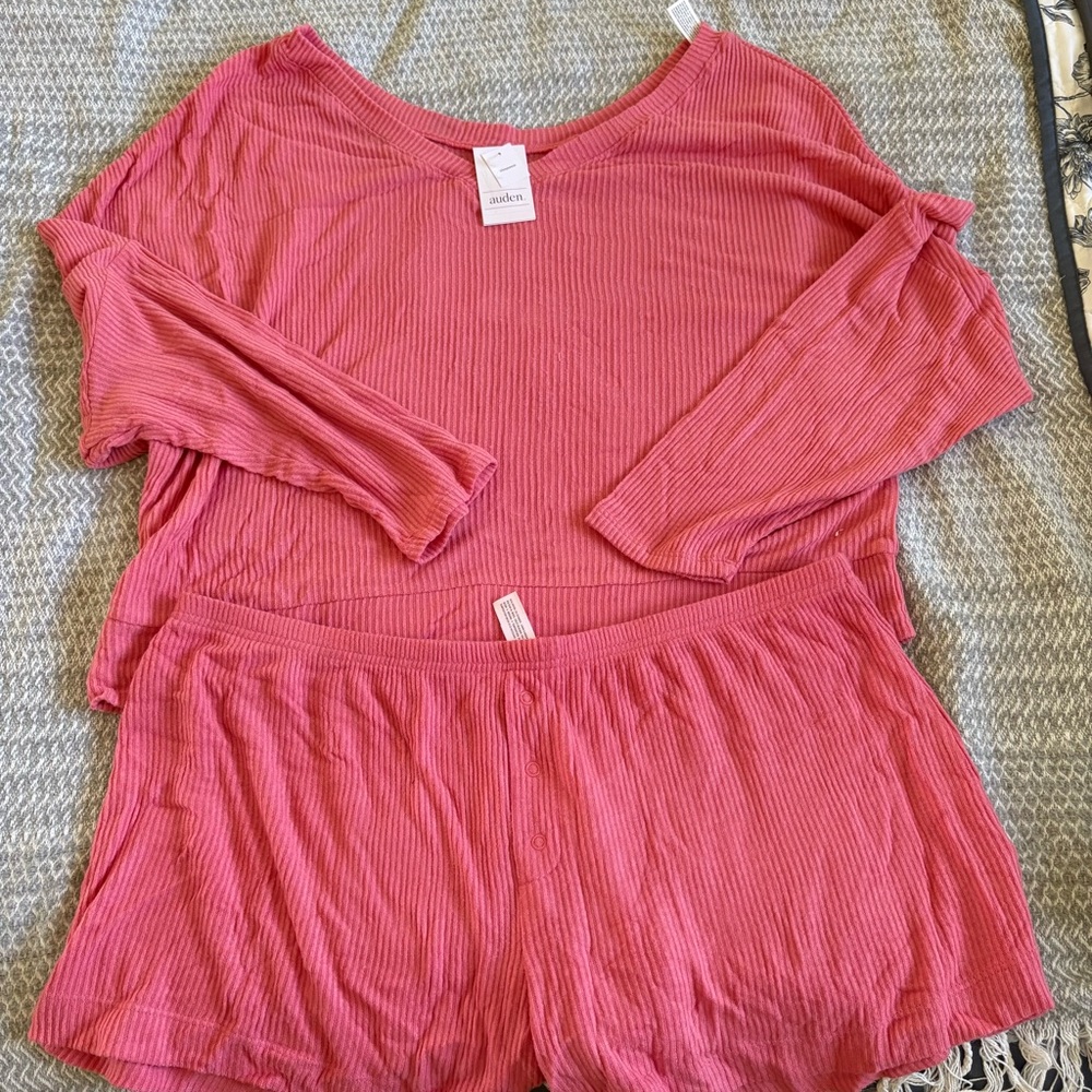 NWT Auden Ribbed Pink Pajama Set